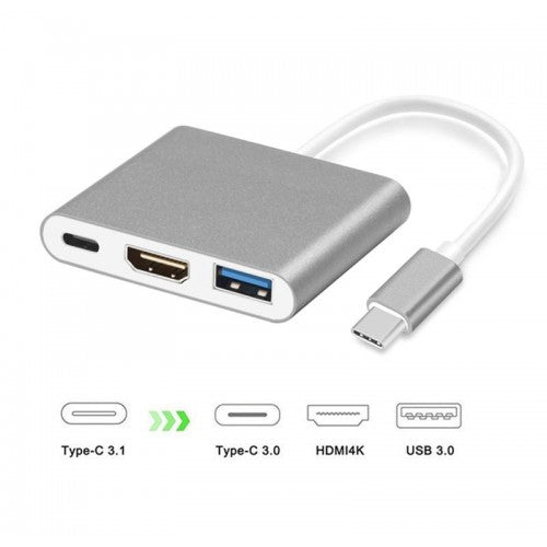 USB 3.1 Type-C to HDMI + USB 3.0 + Type-C 3-in-1 Multiport Adapter